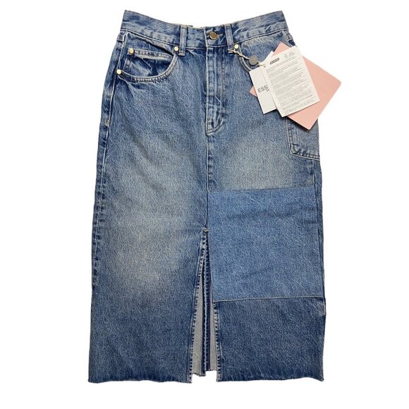 NWT ESSENTIEL ANTWERP Zimpala Blue Denim Midi Pencil Skirt-sz 34 (US 2) - Picture 4 of 11